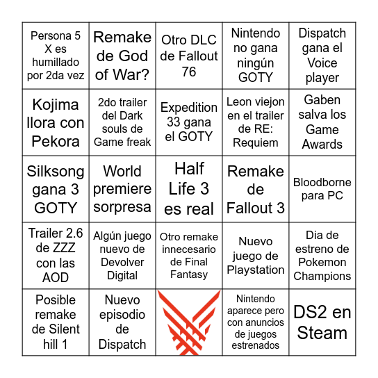 Predicciones Game Awards 🏆 Bingo Card