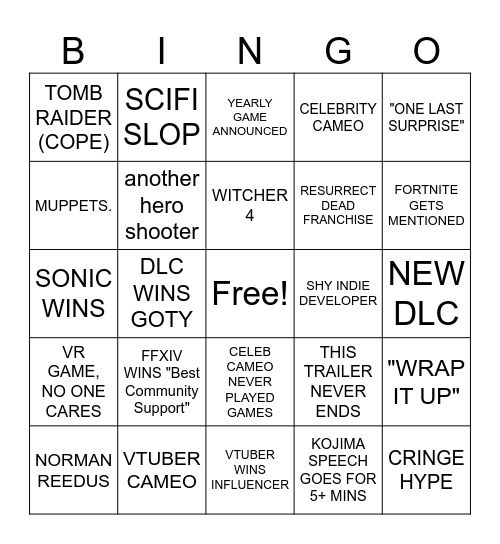 TGA 2025 Bingo Card