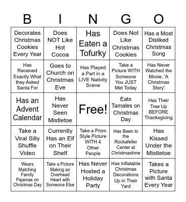 Christmas Bingo!! Find Someone Who... Bingo Card