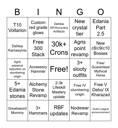 2025 Heidel Ball Bingo Card