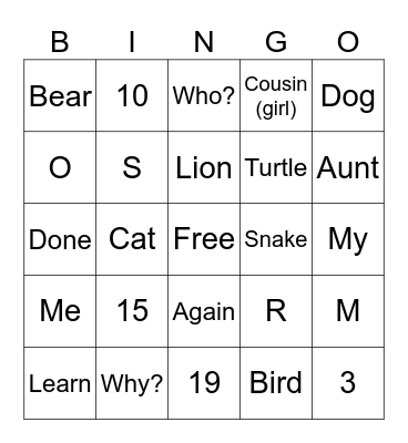 ASL REVIEW BINGO Card