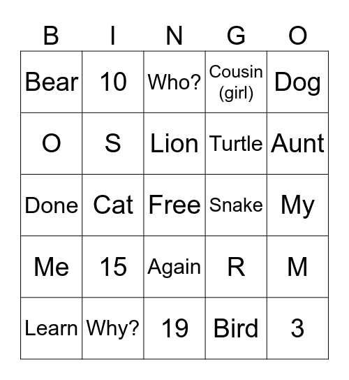 ASL REVIEW BINGO Card