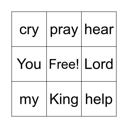 Psalm 5:1-2 Bingo Card