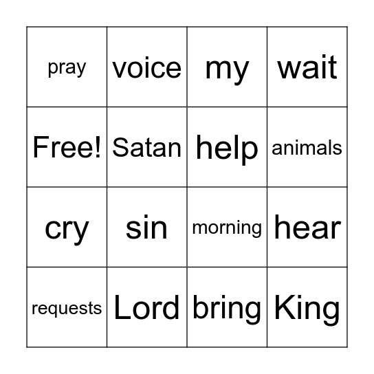 PSALM 5:1-3 Bingo Card