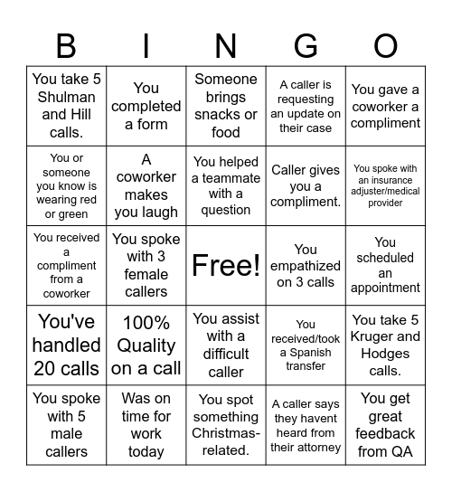 Legal Bingo Card Bingo Card