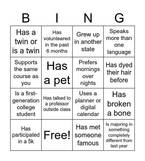Find Someone Who... Bingo Card