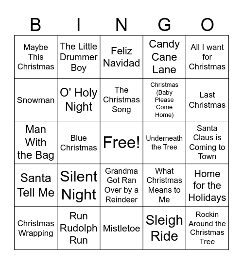 Christmas  Bingo Card