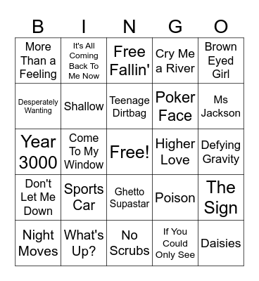 Music Bingo Round 1 Bingo Card
