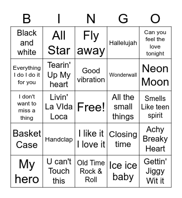 Music Bingo Card