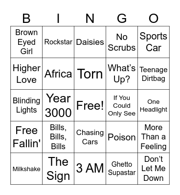 Music Bingo Round 1 Bingo Card
