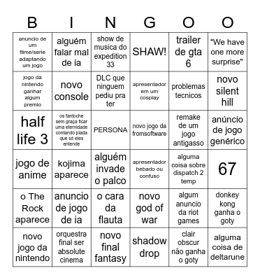 bingo goty 2025 Bingo Card