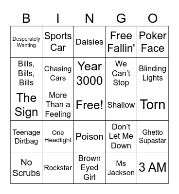 Music Bingo Round 1 Bingo Card