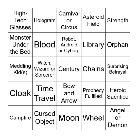 Frontiers Showcase Bingo Card