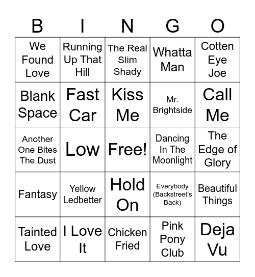 Music Bingo Round 2 Bingo Card