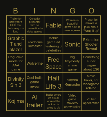TGA 2025 Bingo Card