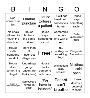 House MD Bingo Card