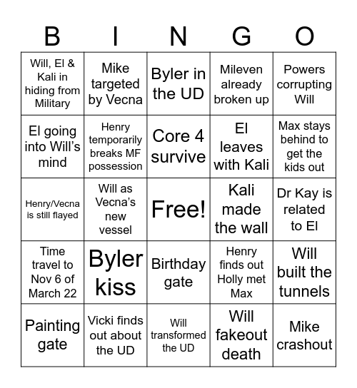 ST Vol 2 & 3 Predictions Bingo Card