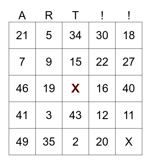 EL BINGO DE L'ART! Bingo Card