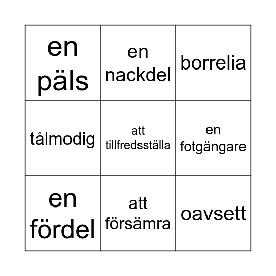 Lektion 9 Bingo Card