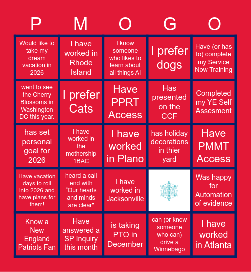 PMO-G-O Bingo Card