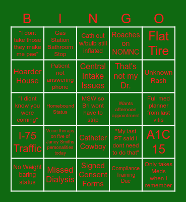 HOME HEALTH Bingo Card