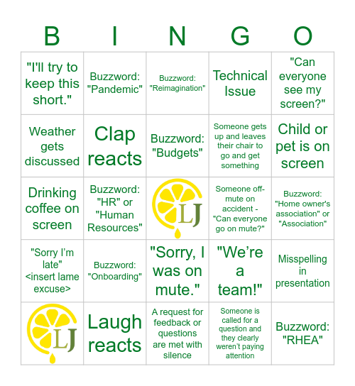 Lemonjuice Bingo Card