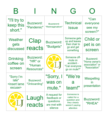 Lemonjuice Bingo Card