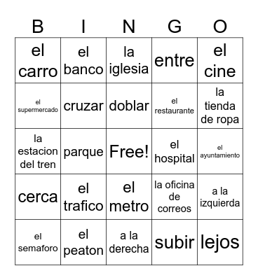 En la ciudad Bingo Card