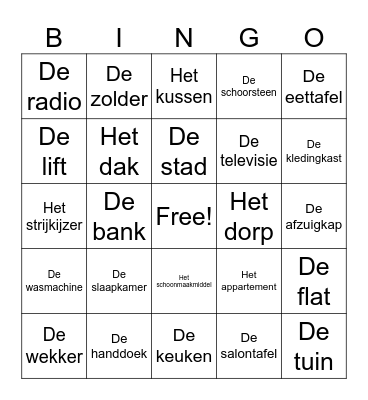 LOWAN thema 6: het huis Bingo Card