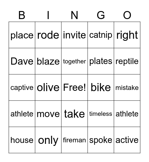 Unit 6 Bingo Card