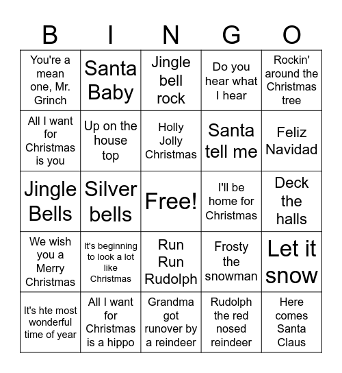 Christmas Bingo Card