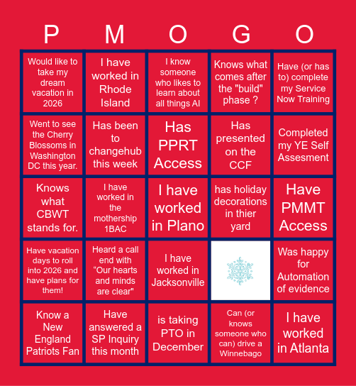 PMO-G-O Bingo Card