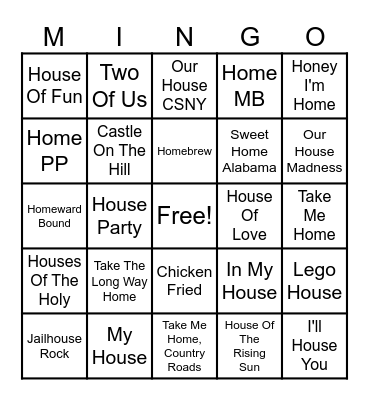 Our House Tunes: The Playlist Bingo Card