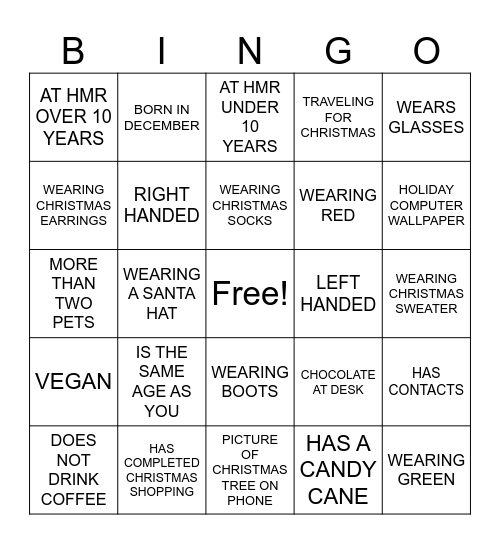 HMR Find Someone Bingo Card