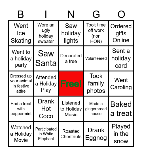 Holiday Bingo Card