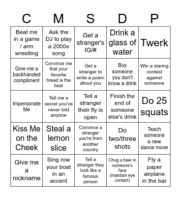 Charlie's Bye Bye Bingo Card
