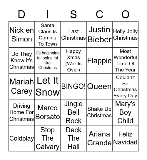 ISW kerstmarkt 2016 Bingo Card