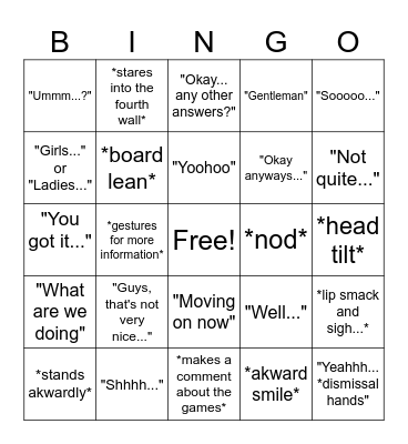 Mrs. Cantwell Bingo Card