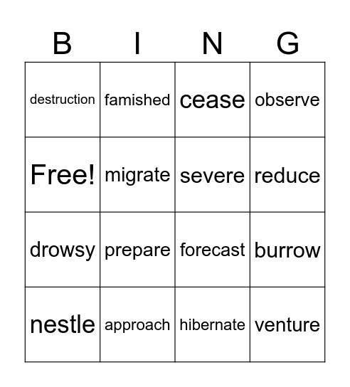 W.W. 4th  #3 Bingo Card