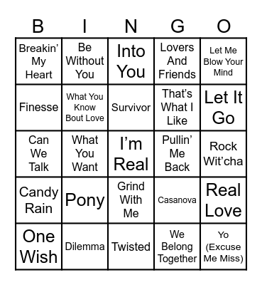 R&B Bingo Card