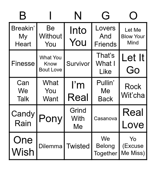 R&B Bingo Card