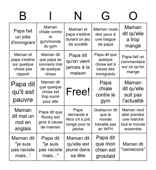 Noel 2025 Bingo Card