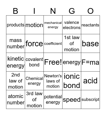 2nd 9 weeks Bingo Card