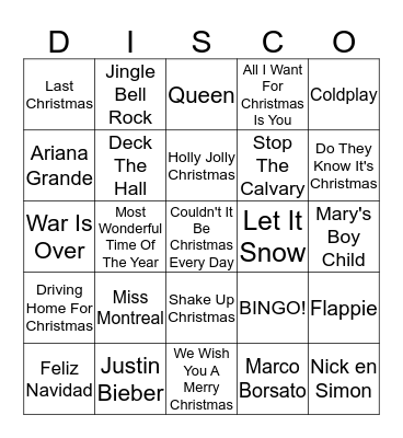 ISW kerstmarkt 2016 Bingo Card