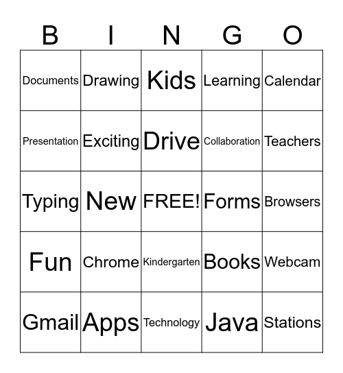 Chromebook Bingo Card