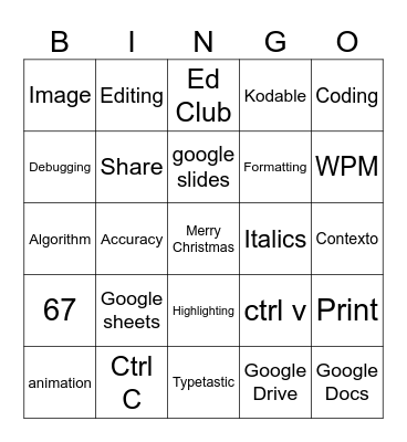 Computer Class BINGO Card