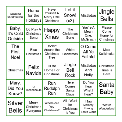 Christmas Bingo! Bingo Card