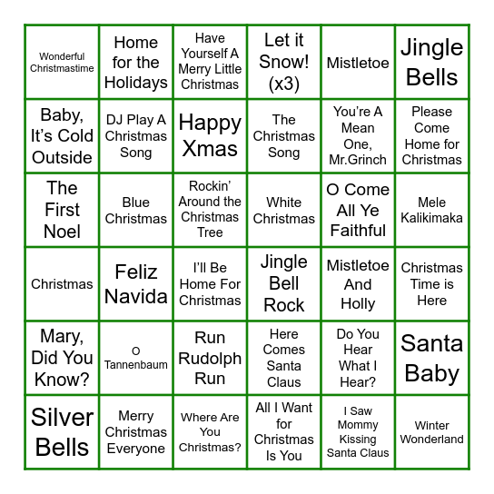 Christmas Bingo! Bingo Card