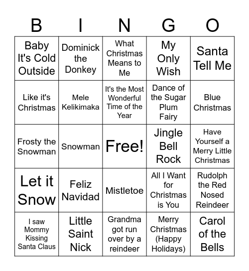 Holiday BINGO Card