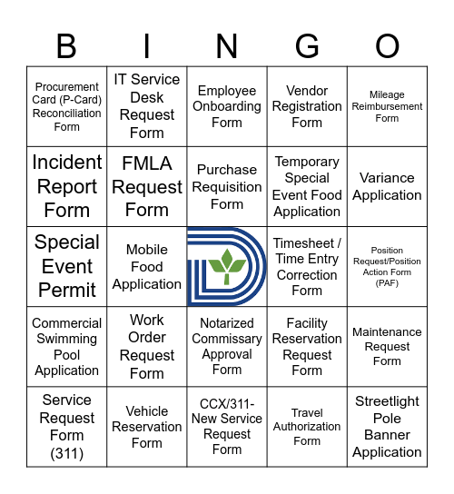 Cross departmental workshop Bingo Card